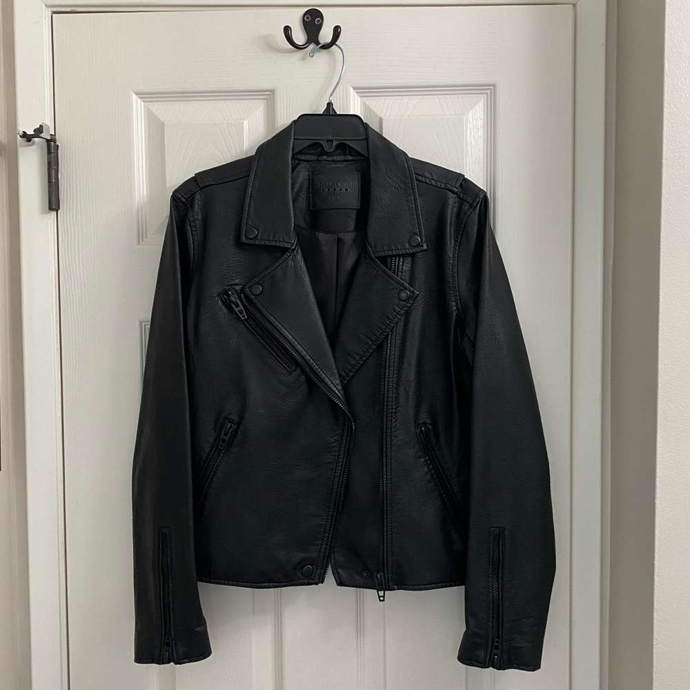BlankNYC Black Faux Leather Jacket with Black Hardware detail, size medium